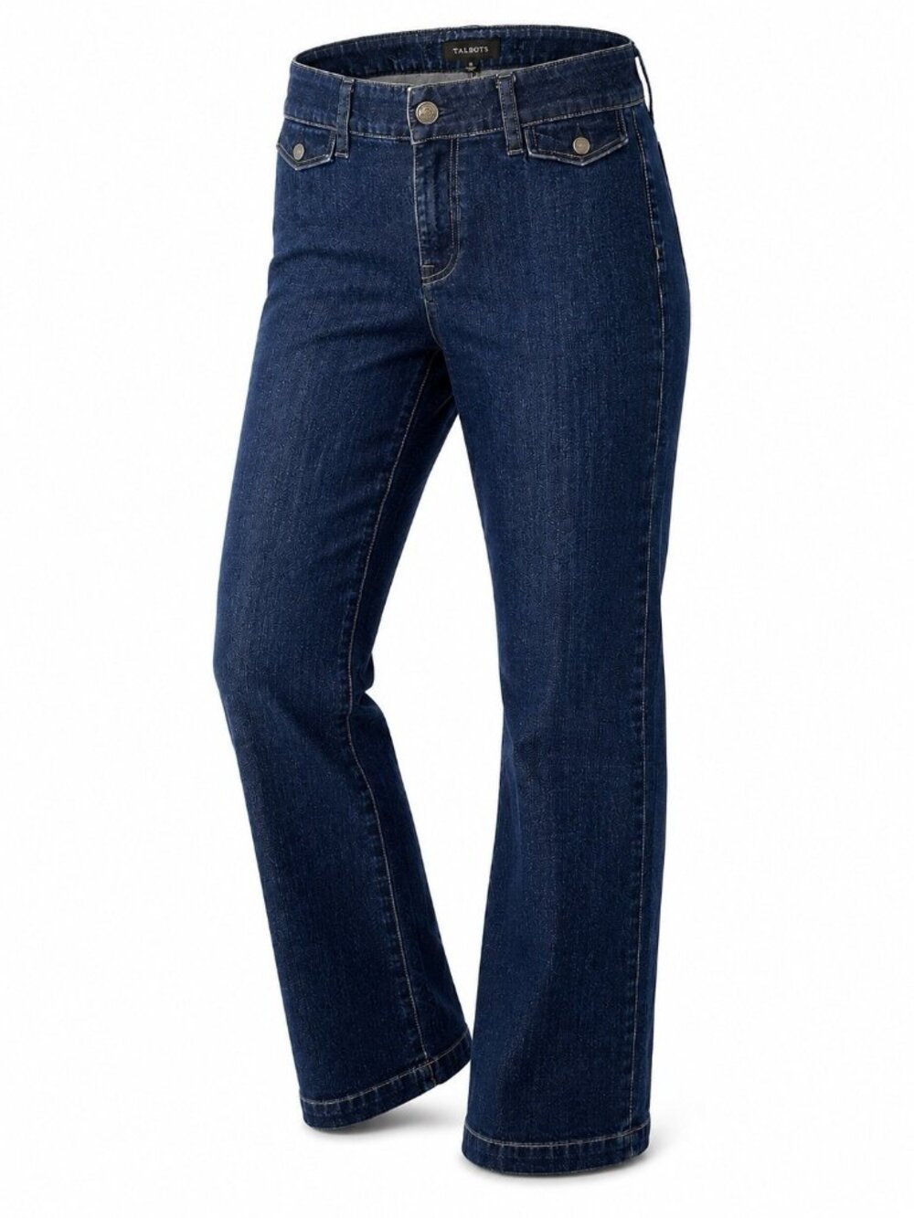 Talbots Bootcut Trouser Jeans Womens 10 Blue Dark Wash High Rise Stretch Denim